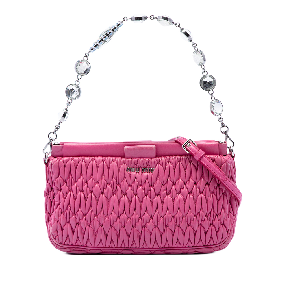 Pre-Loved Miu Miu Matelasse Nappa Frame Crystal Chain Satchel